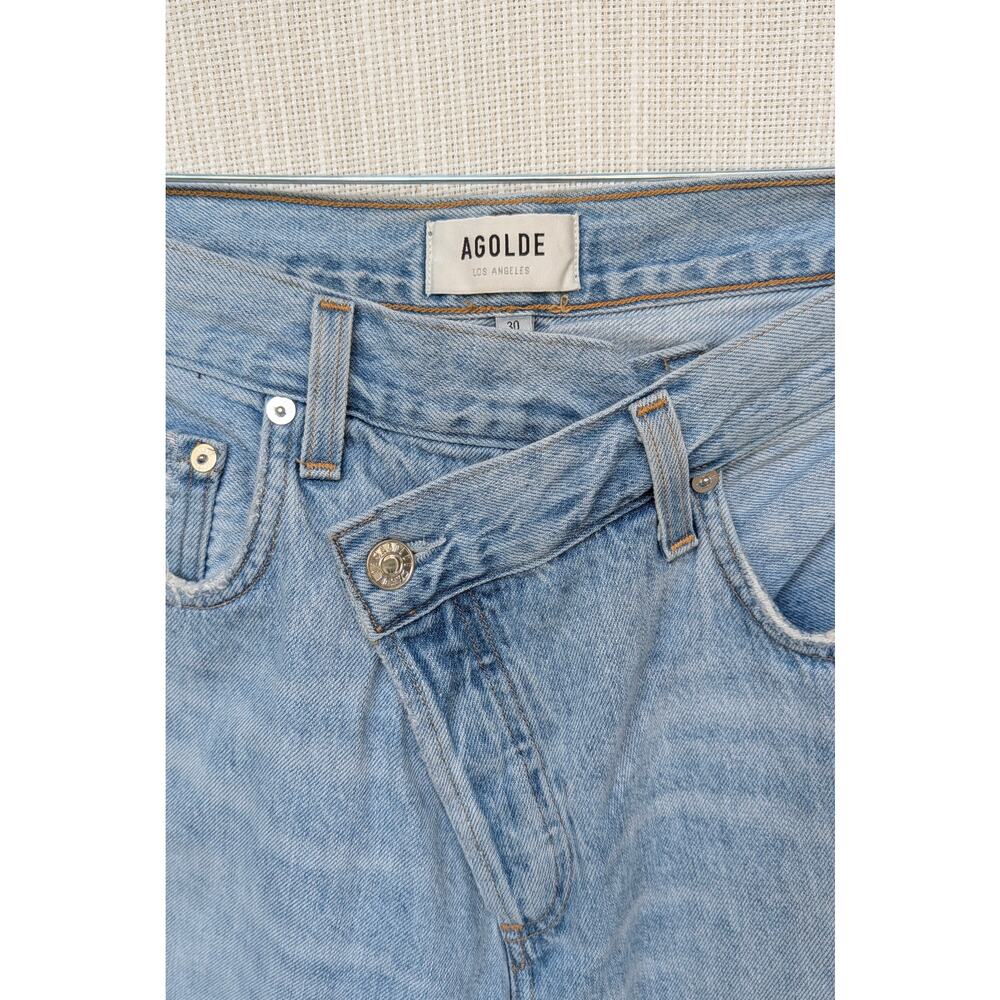 Agolde Light Blue Criss Cross Wired Cotton High-rise Straight Jeans, size 30 - Picture 4 of 10